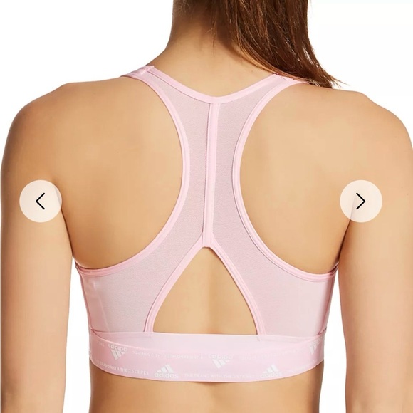 Adidas Power React Training Medium Support Sports Bra Beautiful Pastel Pink - Picture 2 of 6